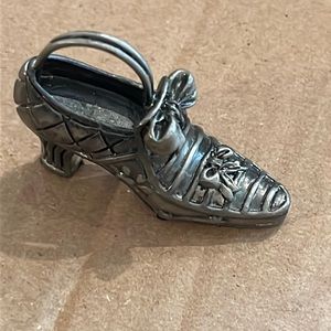 SIX TREES PEWTER SHOE CHARM, Victorian look shoe, stamped
